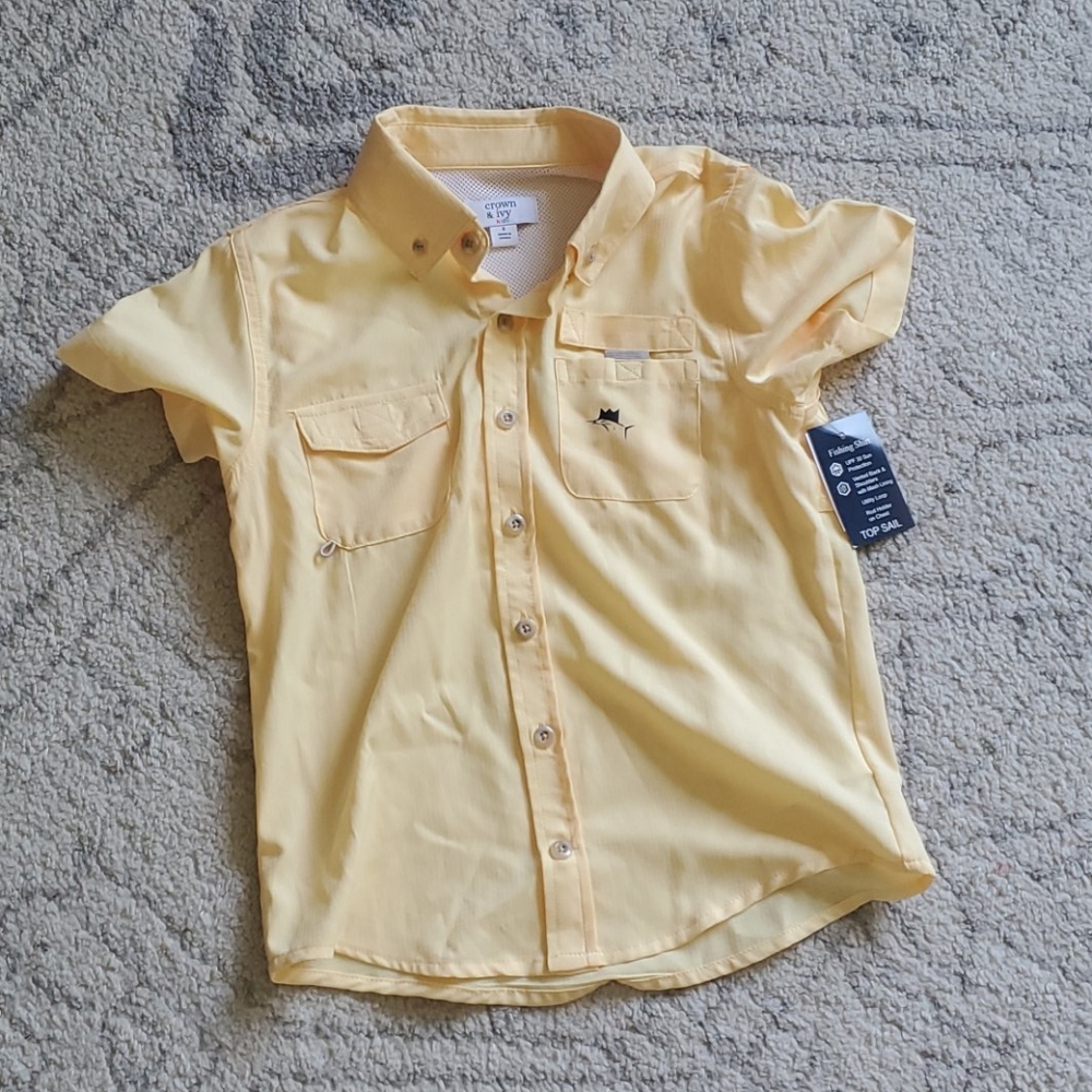 Top sail crown and ivy kids fishing shirt size 6 y